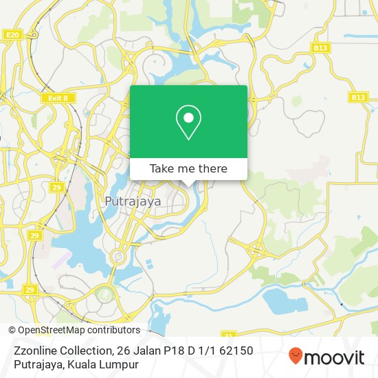 Peta Zzonline Collection, 26 Jalan P18 D 1 / 1 62150 Putrajaya