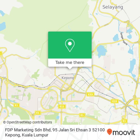 Peta FDP Marketing Sdn Bhd, 95 Jalan Sri Ehsan 3 52100 Kepong