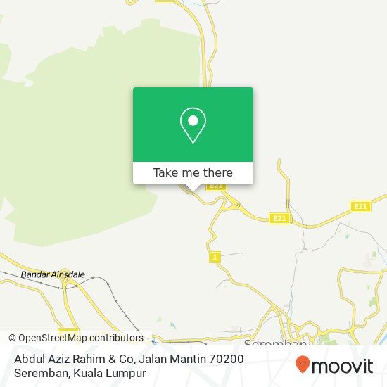 Peta Abdul Aziz Rahim & Co, Jalan Mantin 70200 Seremban