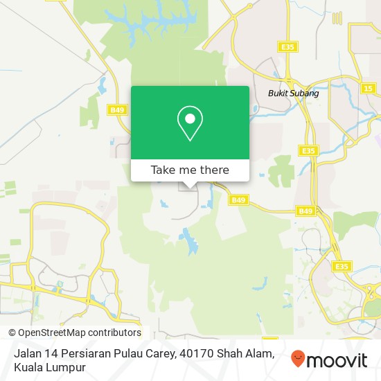 Peta Jalan 14 Persiaran Pulau Carey, 40170 Shah Alam