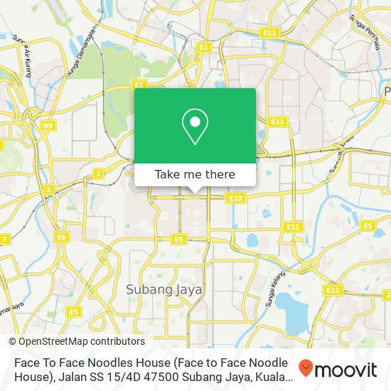 Peta Face To Face Noodles House (Face to Face Noodle House), Jalan SS 15 / 4D 47500 Subang Jaya
