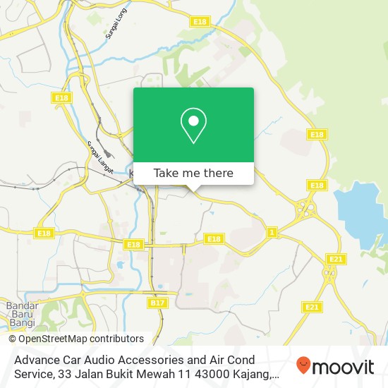 Advance Car Audio Accessories and Air Cond Service, 33 Jalan Bukit Mewah 11 43000 Kajang map