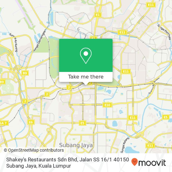 Shakey's Restaurants Sdn Bhd, Jalan SS 16 / 1 40150 Subang Jaya map