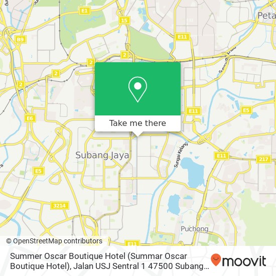 Peta Summer Oscar Boutique Hotel (Summar Oscar Boutique Hotel), Jalan USJ Sentral 1 47500 Subang Jaya