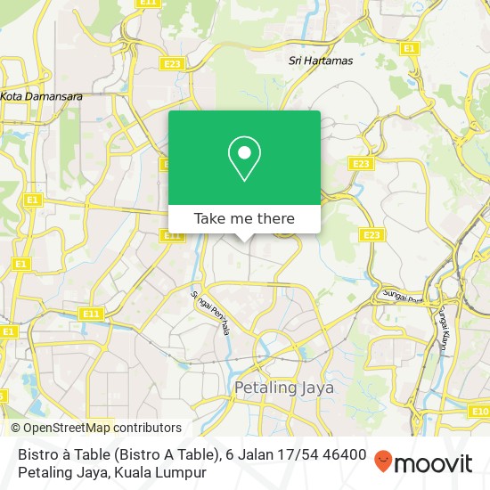 Peta Bistro à Table (Bistro A Table), 6 Jalan 17 / 54 46400 Petaling Jaya