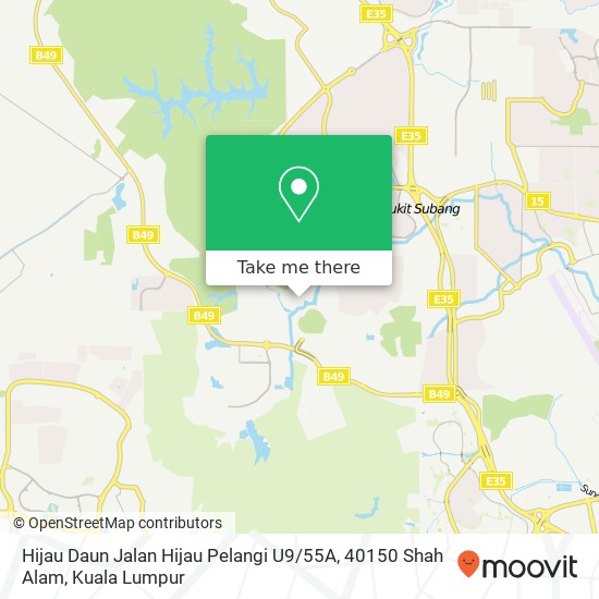 Peta Hijau Daun Jalan Hijau Pelangi U9 / 55A, 40150 Shah Alam