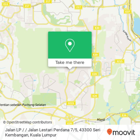 Peta Jalan LP / / Jalan Lestari Perdana 7 / 5, 43300 Seri Kembangan