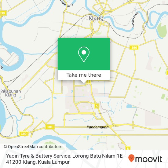 Peta Yaoin Tyre & Battery Service, Lorong Batu Nilam 1E 41200 Klang