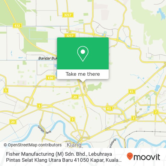 Peta Fisher Manufacturing (M) Sdn. Bhd., Lebuhraya Pintas Selat Klang Utara Baru 41050 Kapar