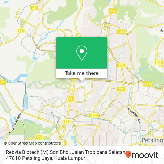 Peta Rebvia Biotech (M) Sdn.Bhd., Jalan Tropicana Selatan 47810 Petaling Jaya