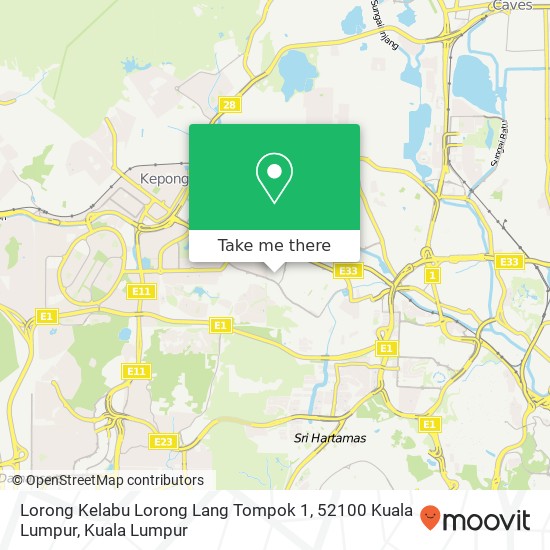 Peta Lorong Kelabu Lorong Lang Tompok 1, 52100 Kuala Lumpur
