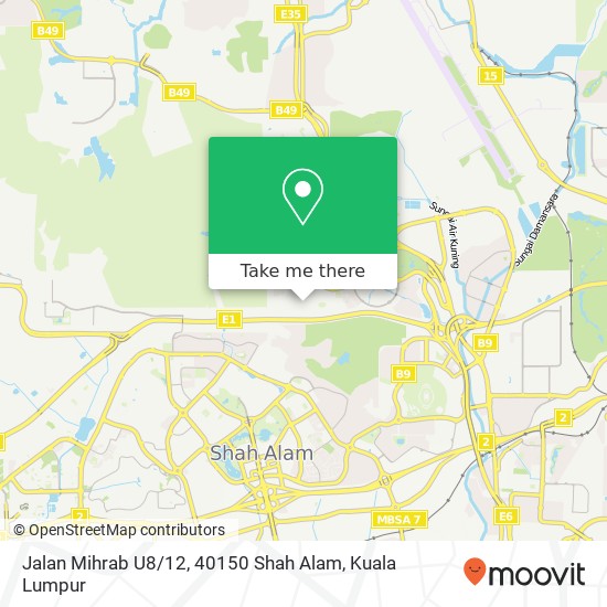 Peta Jalan Mihrab U8 / 12, 40150 Shah Alam