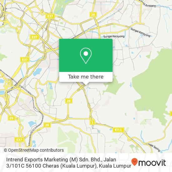 Peta Intrend Exports Marketing (M) Sdn. Bhd., Jalan 3 / 101C 56100 Cheras (Kuala Lumpur)