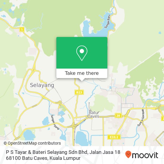 Peta P S Tayar & Bateri Selayang Sdn Bhd, Jalan Jasa 18 68100 Batu Caves