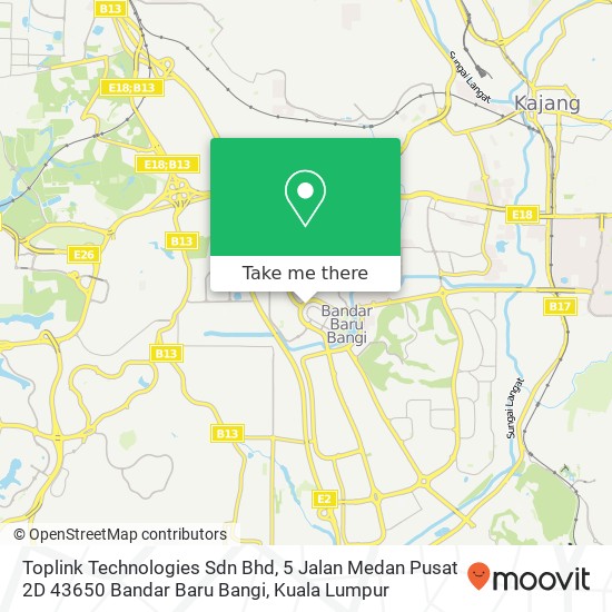 Peta Toplink Technologies Sdn Bhd, 5 Jalan Medan Pusat 2D 43650 Bandar Baru Bangi