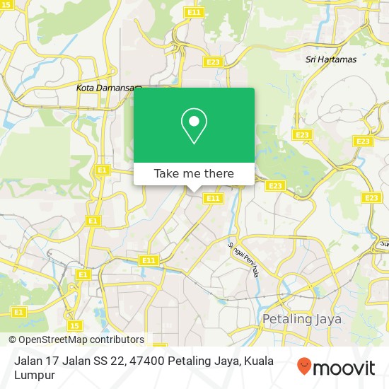 Peta Jalan 17 Jalan SS 22, 47400 Petaling Jaya