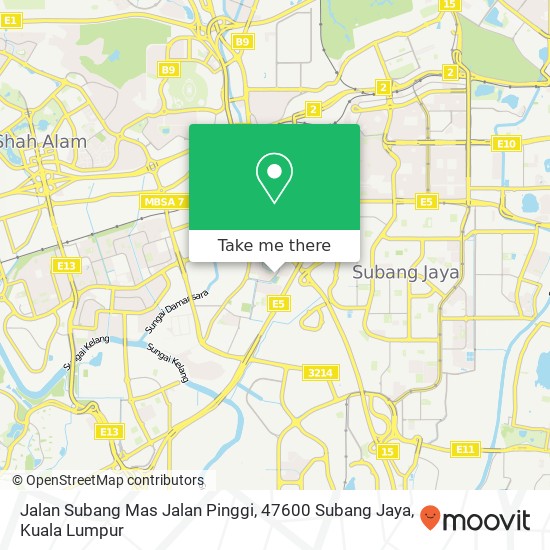 Peta Jalan Subang Mas Jalan Pinggi, 47600 Subang Jaya