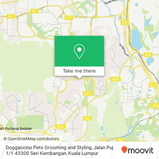 Peta Doggaccino Pets Grooming and Styling, Jalan Puj 1 / 1 43300 Seri Kembangan
