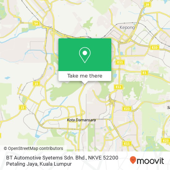 BT Automotive Syetems Sdn. Bhd., NKVE 52200 Petaling Jaya map