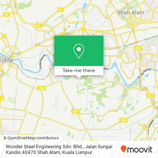 Peta Wonder Steel Engineering Sdn. Bhd., Jalan Sungai Kandis 40470 Shah Alam