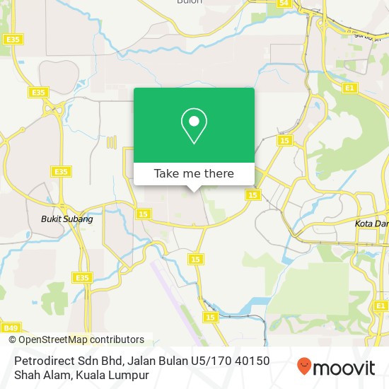 Peta Petrodirect Sdn Bhd, Jalan Bulan U5 / 170 40150 Shah Alam