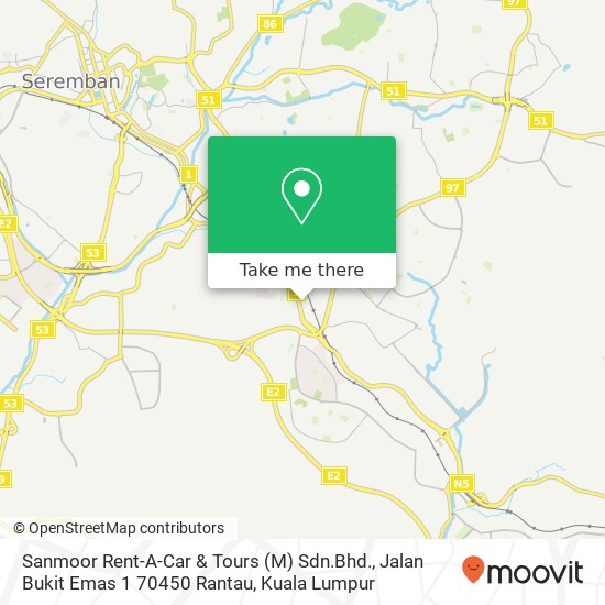 Sanmoor Rent-A-Car & Tours (M) Sdn.Bhd., Jalan Bukit Emas 1 70450 Rantau map