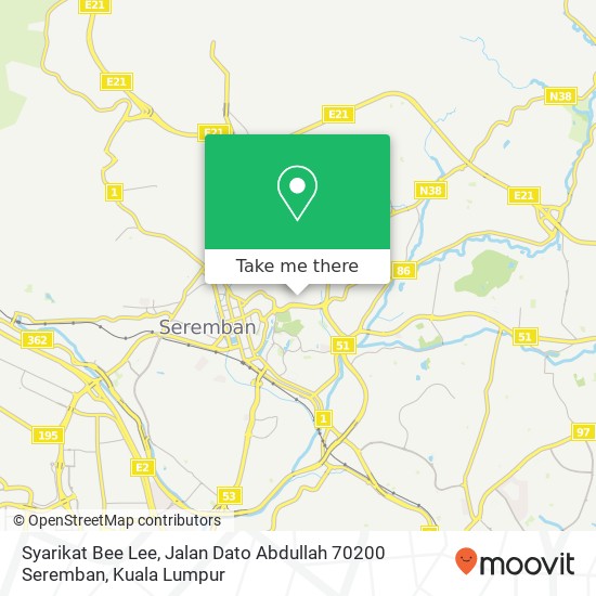 Syarikat Bee Lee, Jalan Dato Abdullah 70200 Seremban map