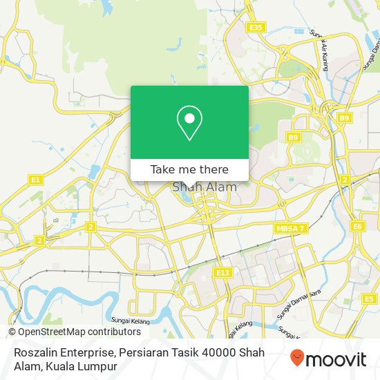 Roszalin Enterprise, Persiaran Tasik 40000 Shah Alam map