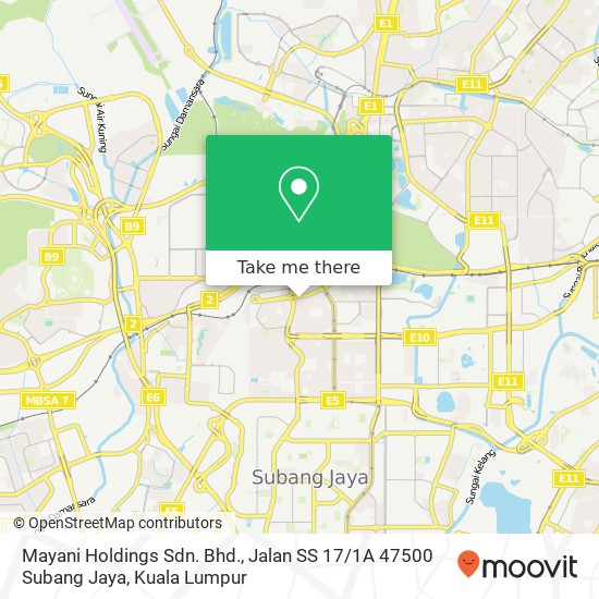 Mayani Holdings Sdn. Bhd., Jalan SS 17 / 1A 47500 Subang Jaya map