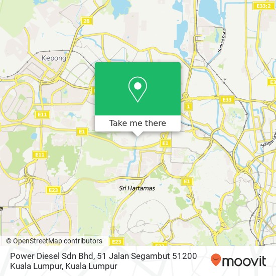 Peta Power Diesel Sdn Bhd, 51 Jalan Segambut 51200 Kuala Lumpur