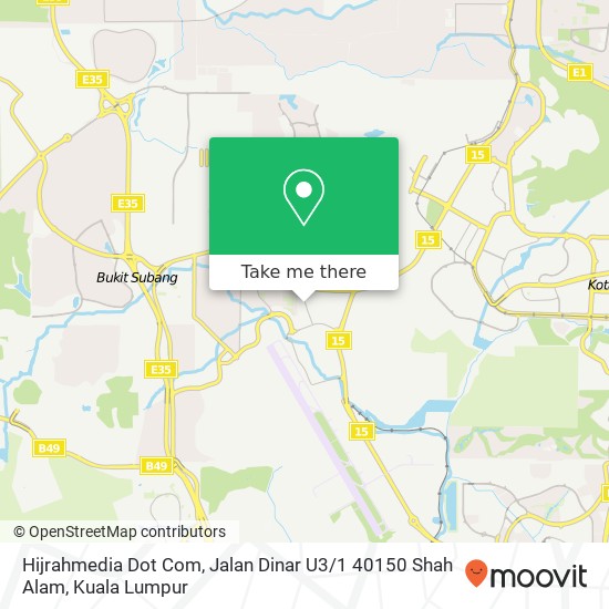 Peta Hijrahmedia Dot Com, Jalan Dinar U3 / 1 40150 Shah Alam