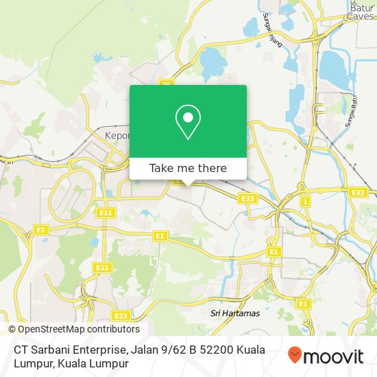 Peta CT Sarbani Enterprise, Jalan 9 / 62 B 52200 Kuala Lumpur