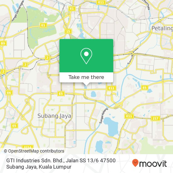 Peta GTI Industries Sdn. Bhd., Jalan SS 13 / 6 47500 Subang Jaya