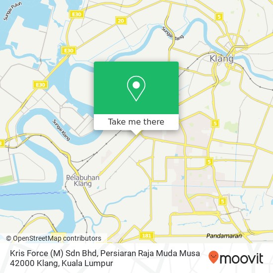 Peta Kris Force (M) Sdn Bhd, Persiaran Raja Muda Musa 42000 Klang