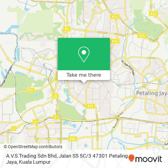 Peta A.V.S.Trading Sdn Bhd, Jalan SS 5C / 3 47301 Petaling Jaya