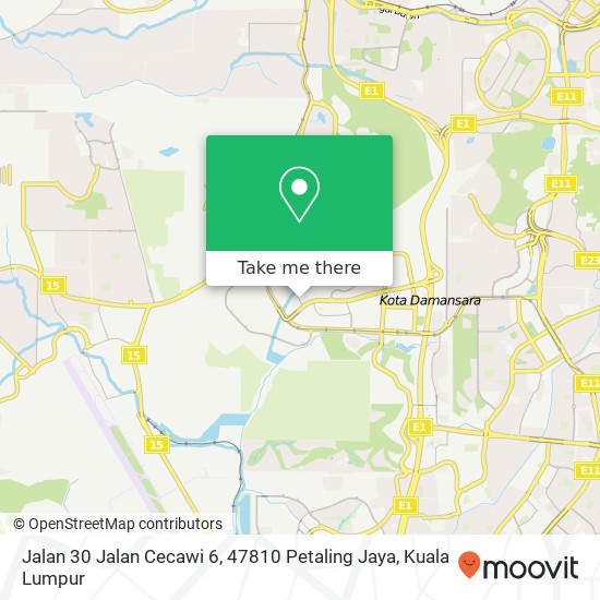 Peta Jalan 30 Jalan Cecawi 6, 47810 Petaling Jaya