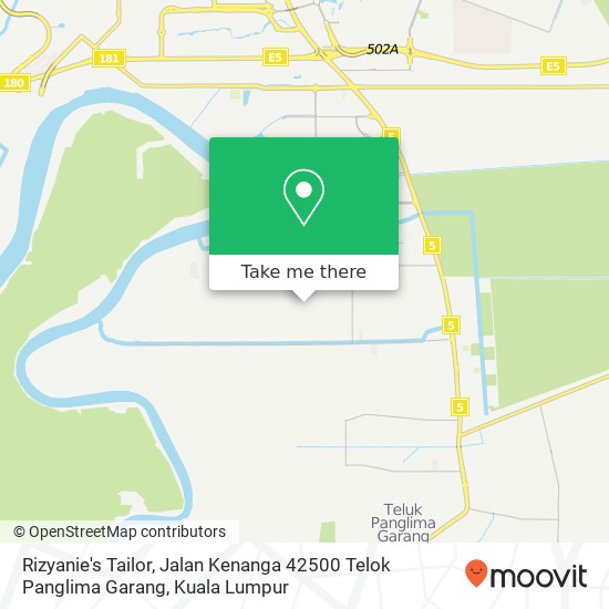 Peta Rizyanie's Tailor, Jalan Kenanga 42500 Telok Panglima Garang