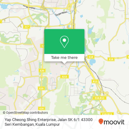 Peta Yap Cheong Shing Enterprise, Jalan SK 6 / 1 43300 Seri Kembangan