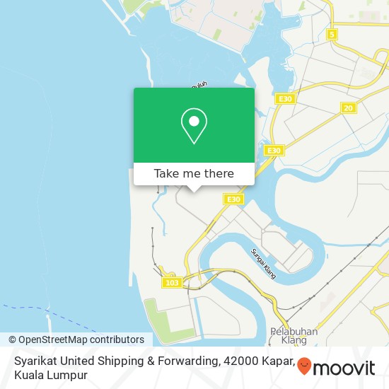 Peta Syarikat United Shipping & Forwarding, 42000 Kapar