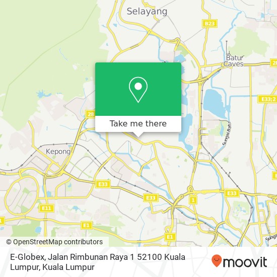 Peta E-Globex, Jalan Rimbunan Raya 1 52100 Kuala Lumpur