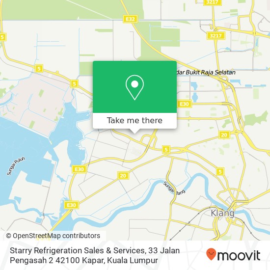 Peta Starry Refrigeration Sales & Services, 33 Jalan Pengasah 2 42100 Kapar