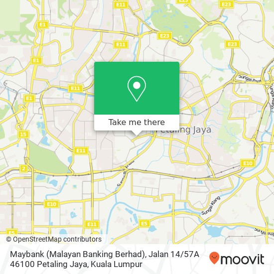 Peta Maybank (Malayan Banking Berhad), Jalan 14 / 57A 46100 Petaling Jaya