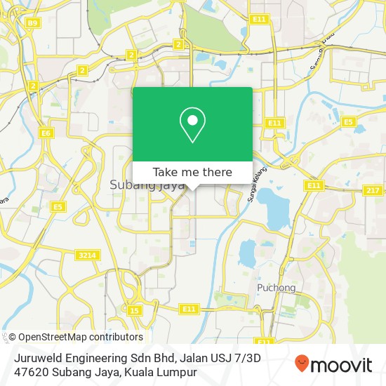 Peta Juruweld Engineering Sdn Bhd, Jalan USJ 7 / 3D 47620 Subang Jaya