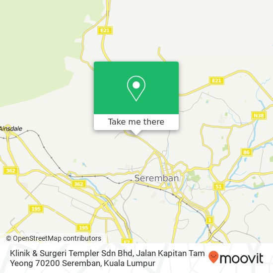 Klinik & Surgeri Templer Sdn Bhd, Jalan Kapitan Tam Yeong 70200 Seremban map