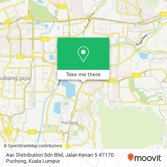 Peta Aac Distribution Sdn Bhd, Jalan Kenari 5 47170 Puchong
