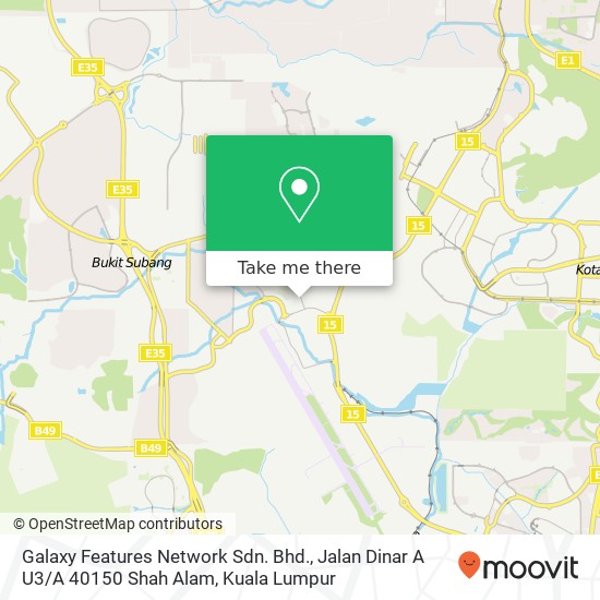 Peta Galaxy Features Network Sdn. Bhd., Jalan Dinar A U3 / A 40150 Shah Alam