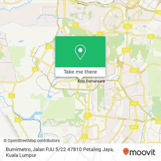 Peta Bumimetro, Jalan PJU 5 / 22 47810 Petaling Jaya