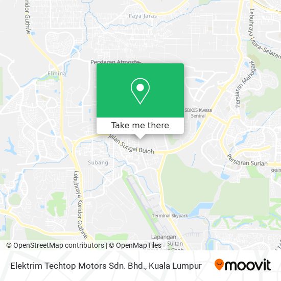 Peta Elektrim Techtop Motors Sdn. Bhd.