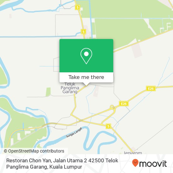 Restoran Chon Yan, Jalan Utama 2 42500 Telok Panglima Garang map