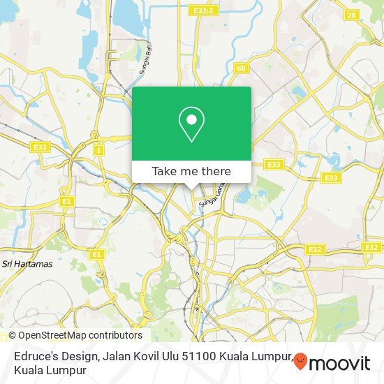 Peta Edruce's Design, Jalan Kovil Ulu 51100 Kuala Lumpur